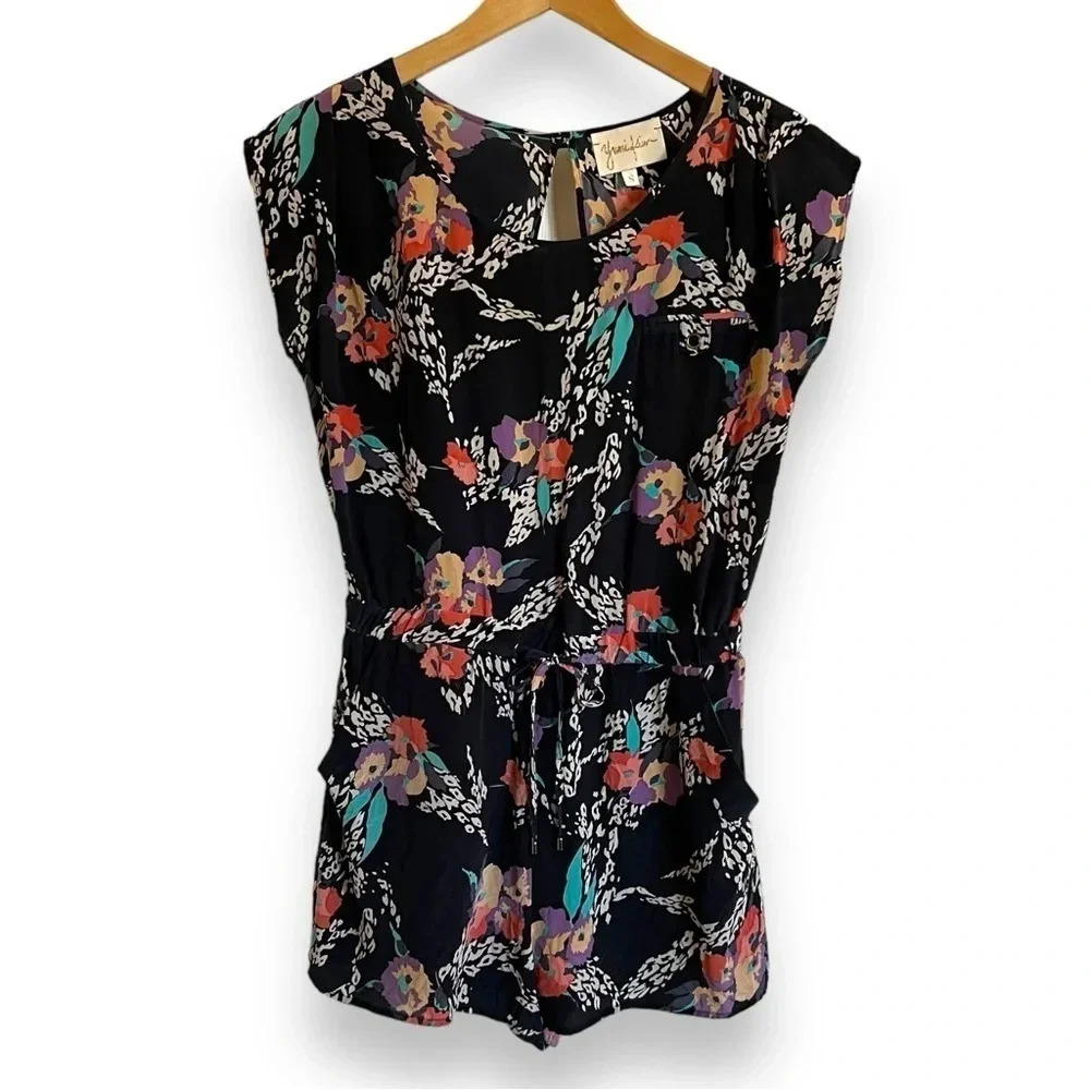 Yumi Kim Romper Silk Floral Navy Blue Size Small - Picture 3 of 11